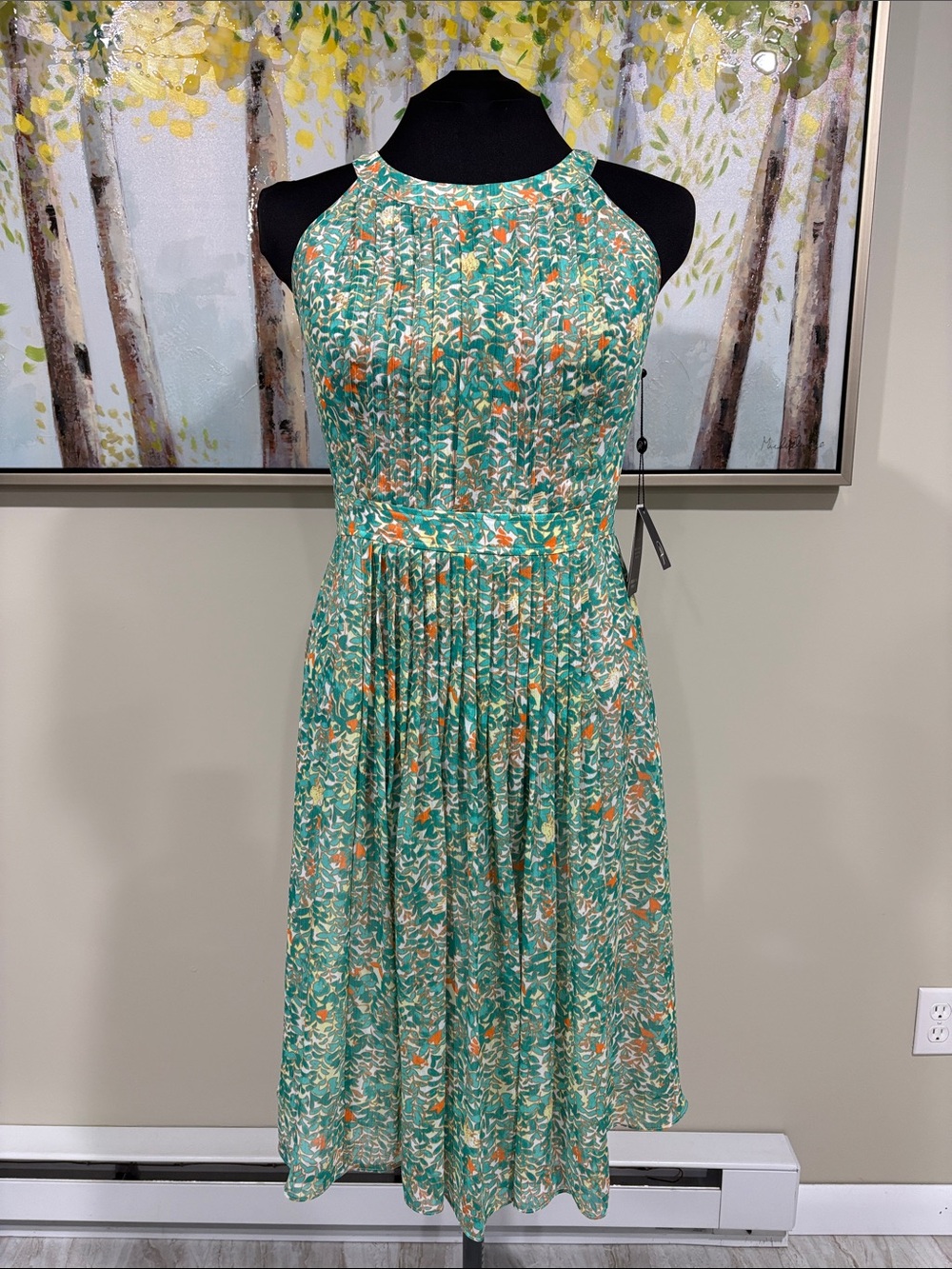 Adrianna Papell Multi Floral Halter Midi Dress - Size: 10